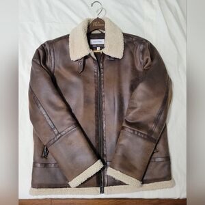 Calvin klein brown leather jacket